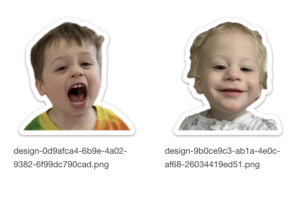 two boys looking like stickers